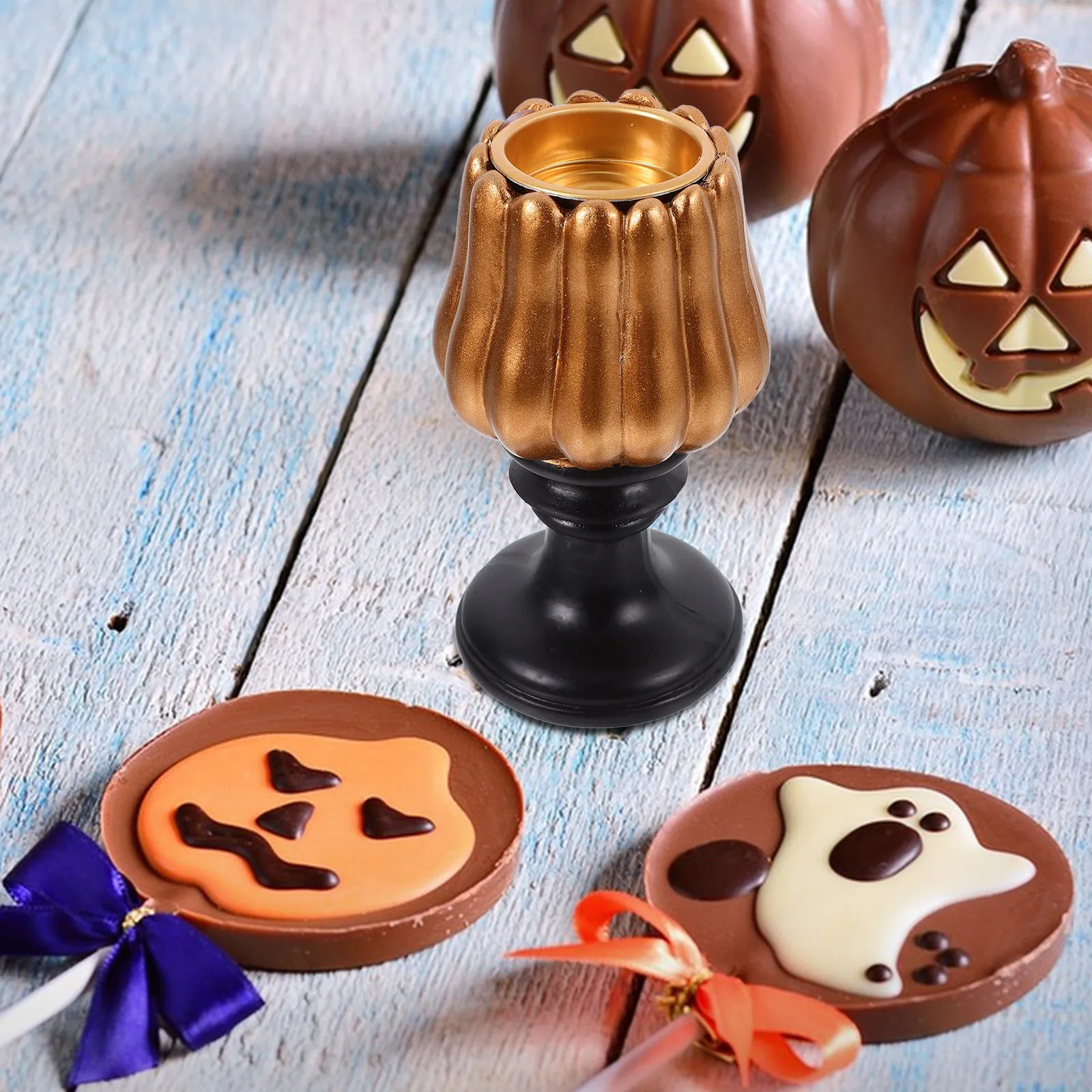 Pumpkin Holder Resin Halloween Tea Light Stand For Party Decor Fall Table Centerpiece Autumn Mantel Fireplace