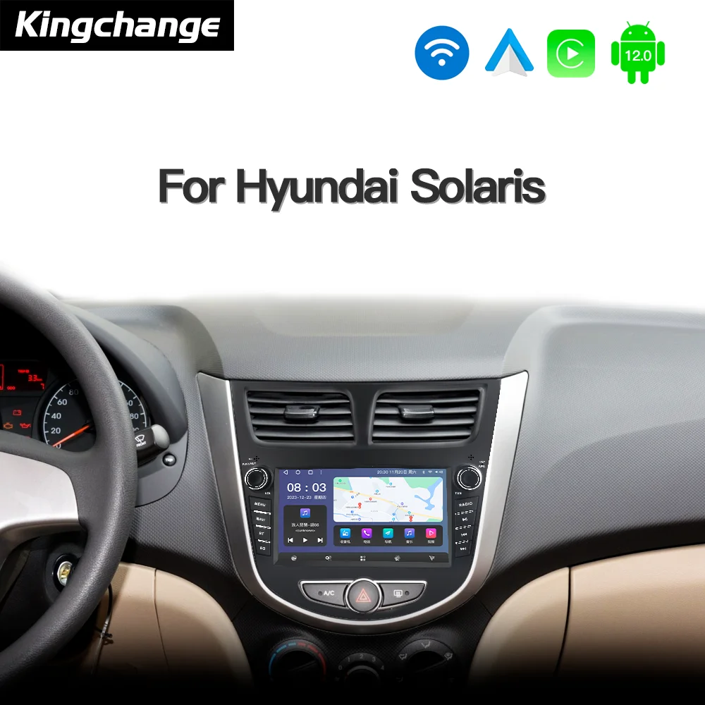 Kingchange Android 12 Carplay Car Radio for Hyundai Solaris Verna Accent 1 2010 - 2016 Multimedia Player 2 Din GPS Head Unit