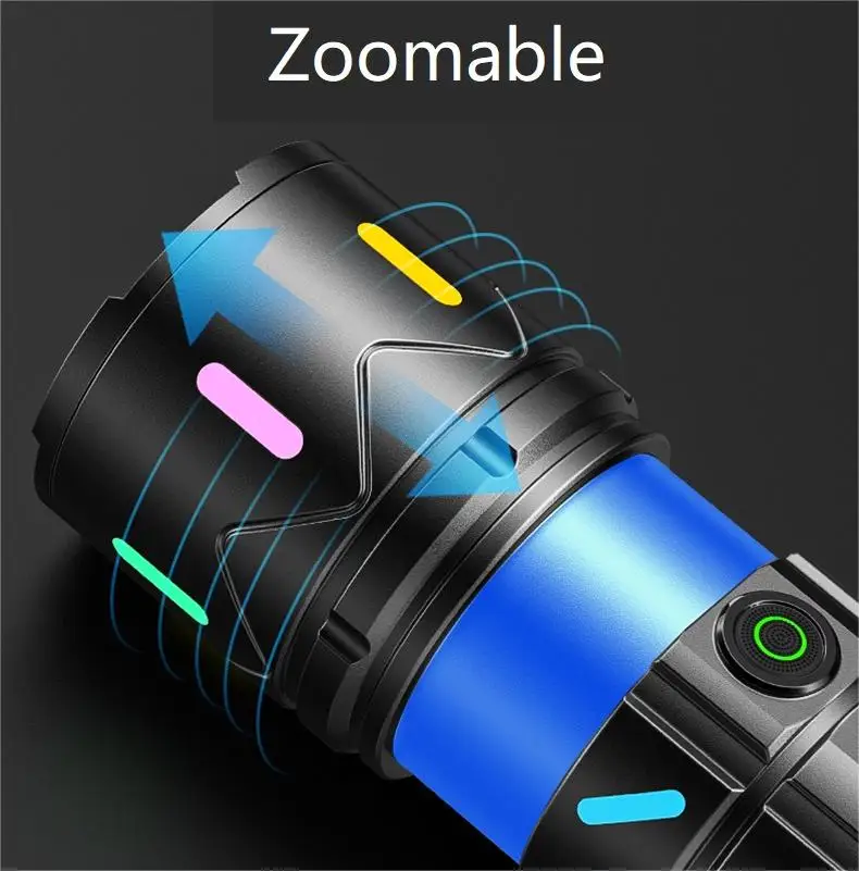 Smiling Shark SD8103 Flashlight Super Bright Zoomable Torch Light Rechargeable Waterproof Flash Light for Camping Hiking Outdoor