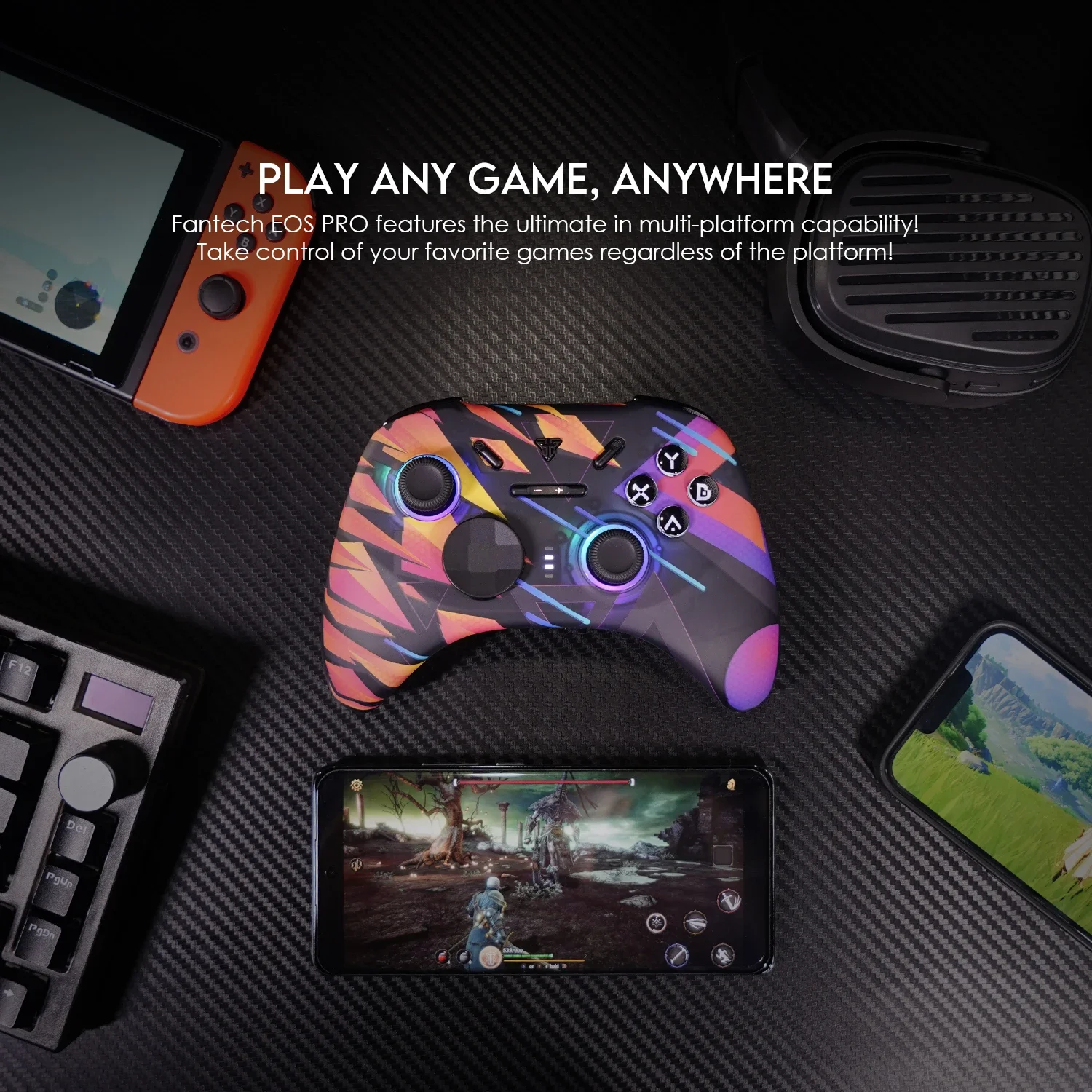 FANTECH EOS PRO WGP15 Wireless Gamepad, PC Controller Compatible with PC Windows, Android/iOS Phone, Switch, Steam,Hall Joystick