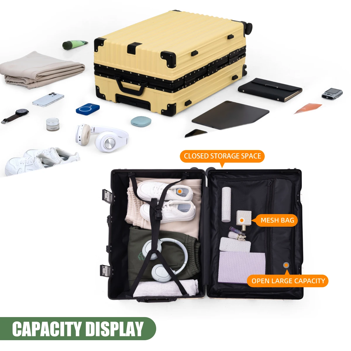 حقيبة الأمتعة للنساء 24 بوصة حقيبة للرجال 26 بوصة الألومنيوم الإطار حقيبة تروللي بعجلات 20 بوصة الصعود للنساء حقيبة جلدية الكمبيوتر عجلة صامتة للطلاب الذهاب إلى المدرسة #5