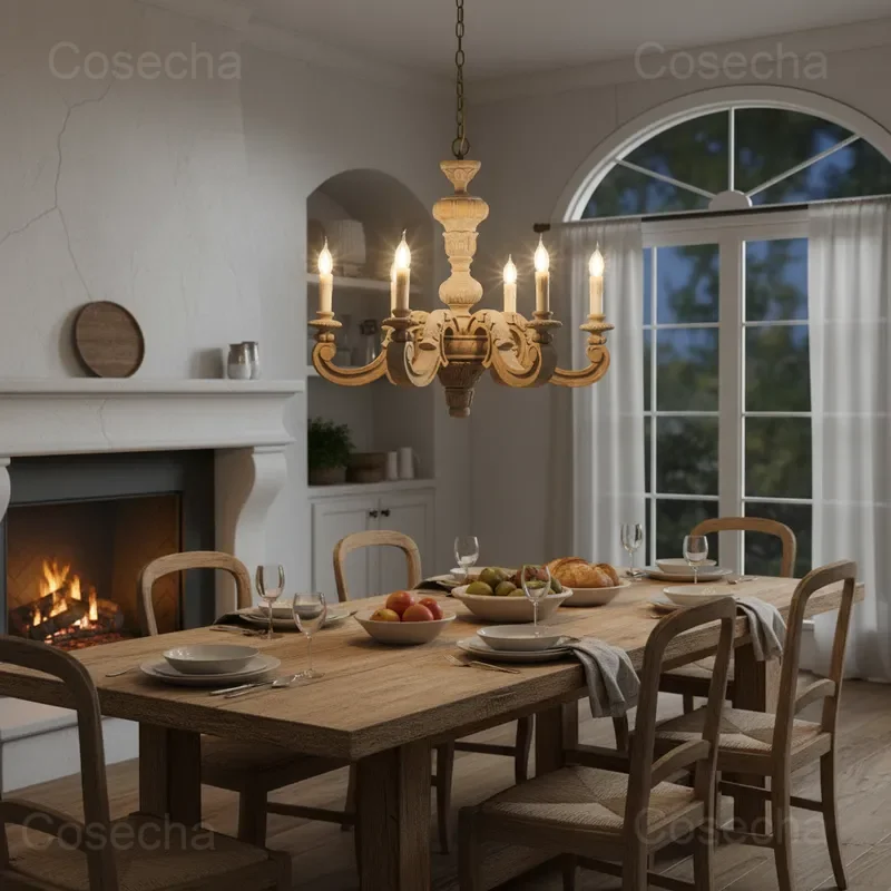 Roman Pillar chandeliers wooden carved hanging lights italian murano retro chandelier vintage elegant bedroom living room lights
