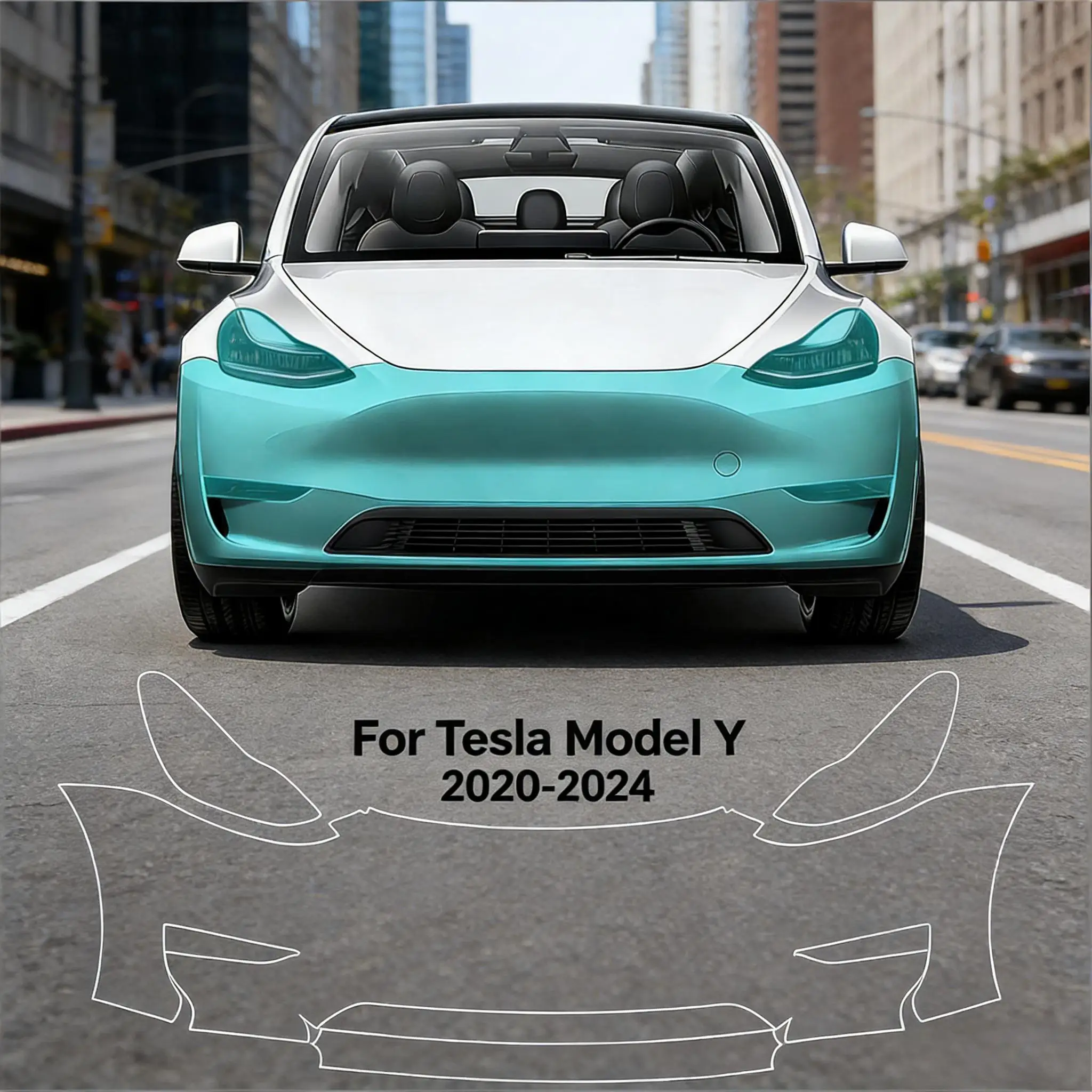 

TPU Bumper For Tesla Model Y 2020-2024 Pre-cut PPF Kit Clear Paint Protective Film Custom Anti Scratch Self Healing Shield Guard