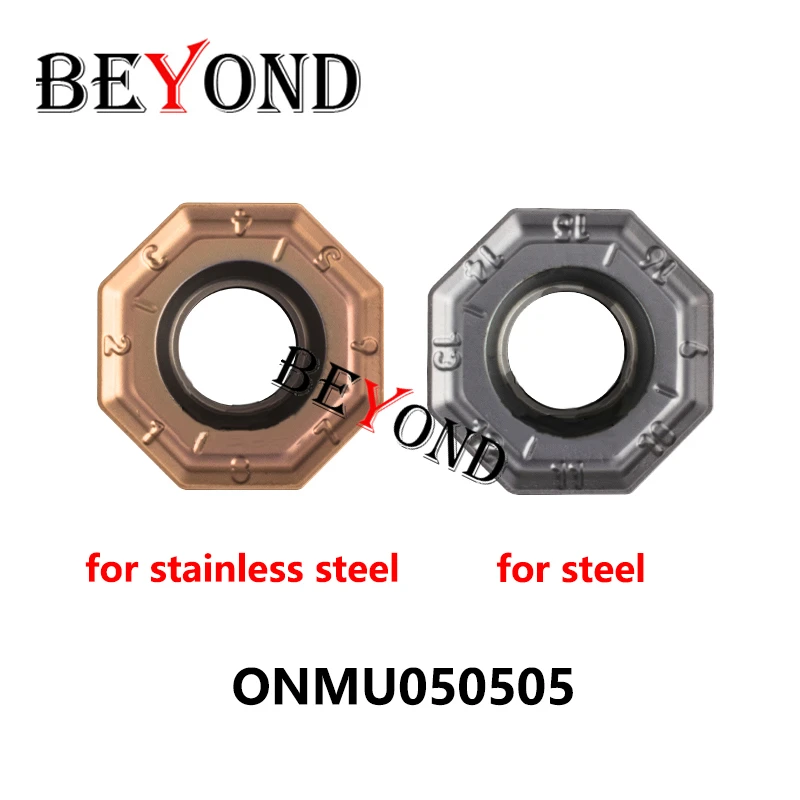 

BEYOND ONMU050505 CNC Milling Cutter 8 Angle 45 Degree ONMU 050505 Lathe Tool Processing Steel Or Stainless 10pcs/box