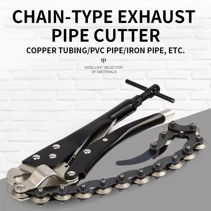Chain-Link Pipe Cutter PVC/Steel/Copper Pipe Cutting Tool 90MM Manual Cutting for Galvanized Steel Pipe Ratchet Mechanism