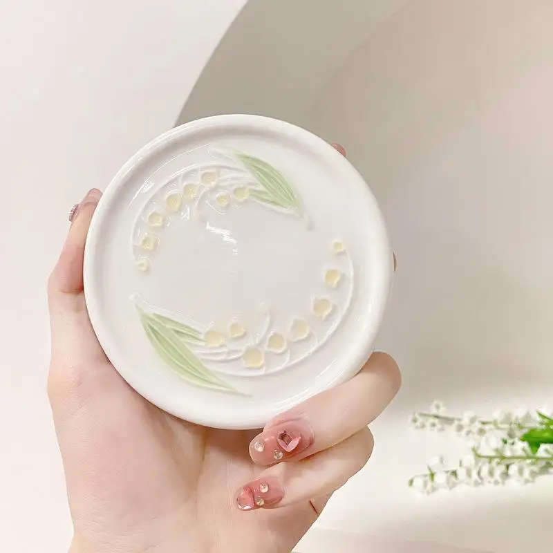 Tapa de Cerámica para Taza con Diseño Original de Tulipán y Campanilla, Tapa para Taza de Té Hecha a Mano, Accesorios de Cerámica Aptos para Lavavajillas