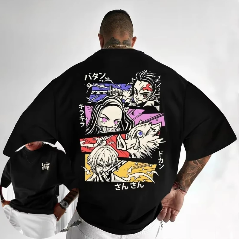 

Мужская футболка Demon Slayer с изображением Танджиро Камадо, аниме, летняя, для мальчиков, весна-осень, детская, с коротким рукавом, новая, в стиле Y2K, комплект для родителей и детей