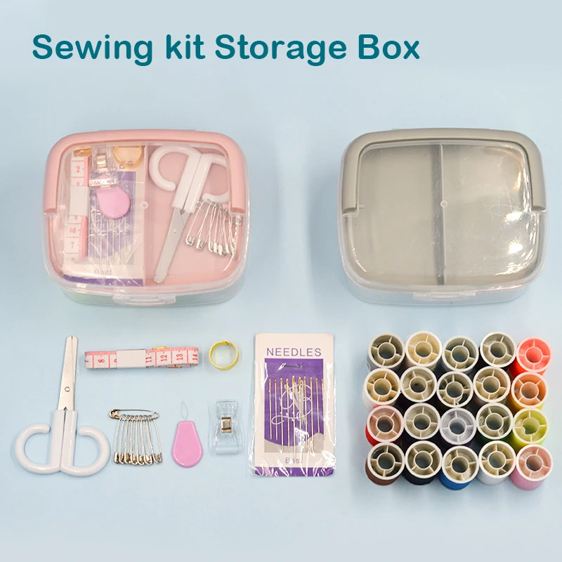 1 Set Sewing Kit Box Multifunction Portable Sewing Kit Storage Box Hand Sewing Needlework Household Sewing Tools DIY Garments