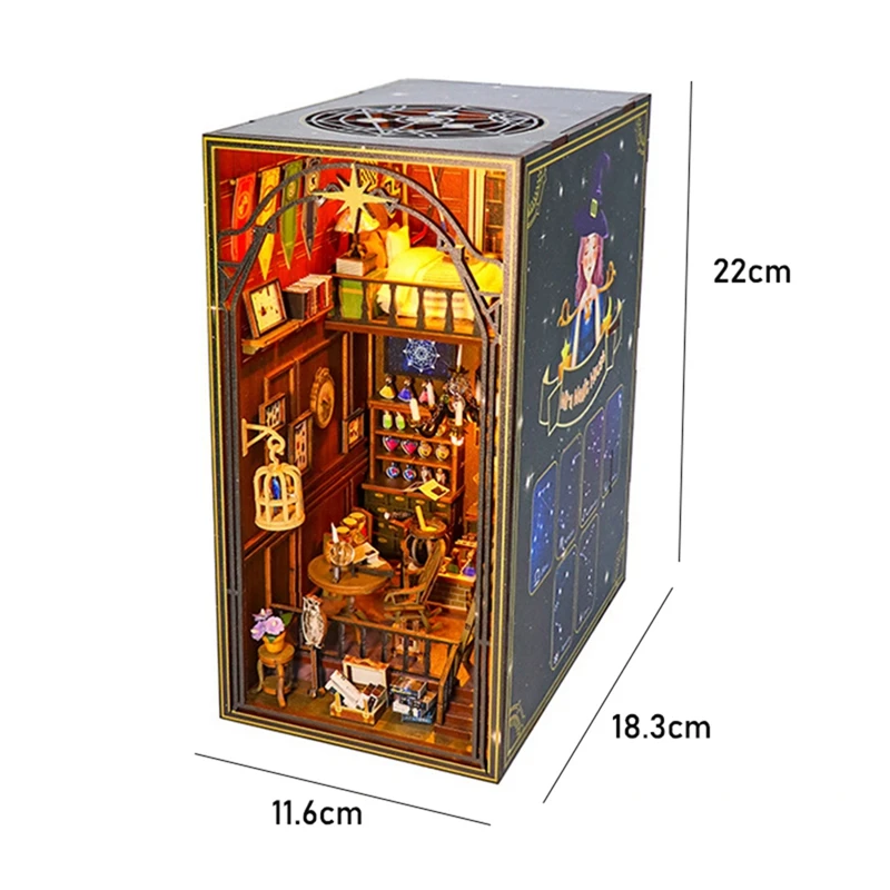 DIY Book Nook Kit Wooden Doll House 3D Puzzle Assembly Model Construction Bookshelf Insert Decoration