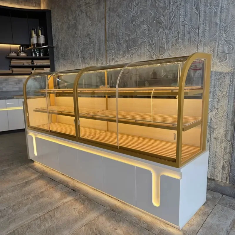 

Factory Direct Customized High-End LED-Lit Wood Cake Counters Premium Baking Display Cabinets for Shop Windows