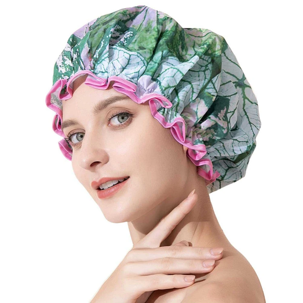 Waterproof Shower Cap for Women and Kids,Reusable and Washable, Fashionable Silk Bonnet, 1PC