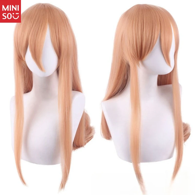   Perruque de Cosplay Chainsaw Man Power, cheveux longs mélangés personnalisés orange abricot pour Costume du diable