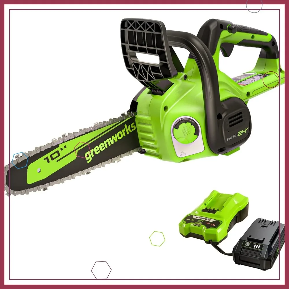 Tronçonneuse sans fil 24 V de 10 pouces avec batterie et chargeur, idéale pour le nettoyage et la taille des tempêtes