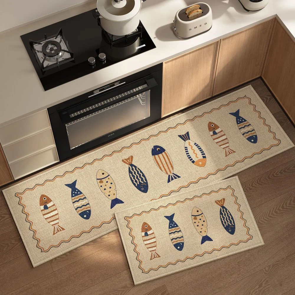 VIKAMA Nordic Minimalist Kitchen Floor Mat, Anti-slip & Dirt-resistant Corridor Carpet, Entrance Doormat for Home Decoration