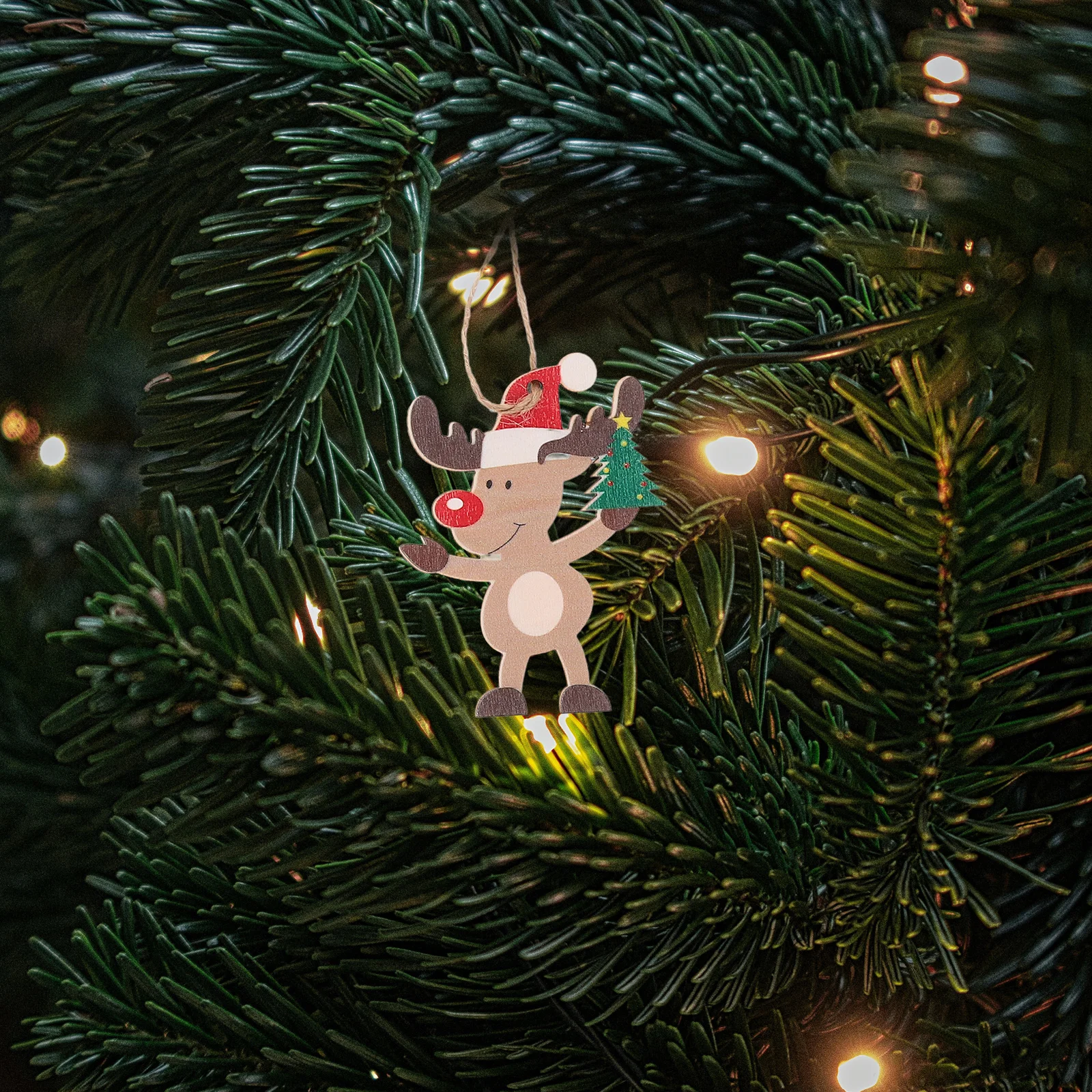 

6Pcs Christmas Tree Hanging Ornaments Wooden Xmas Decorations Indoor Outdoor Party Festival Rustic Holiday Charms Decor