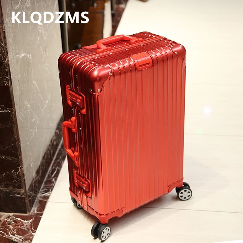 KLQDZMS กระเป๋าเดินทางผู้ชาย 20 "24" 26 "28 นิ้วอลูมิเนียมแมกนีเซียมอัลลอยด์รถเข็นธุรกิจ Boarding กล่องผู้หญิง Cabin กระเป๋าเดินทาง