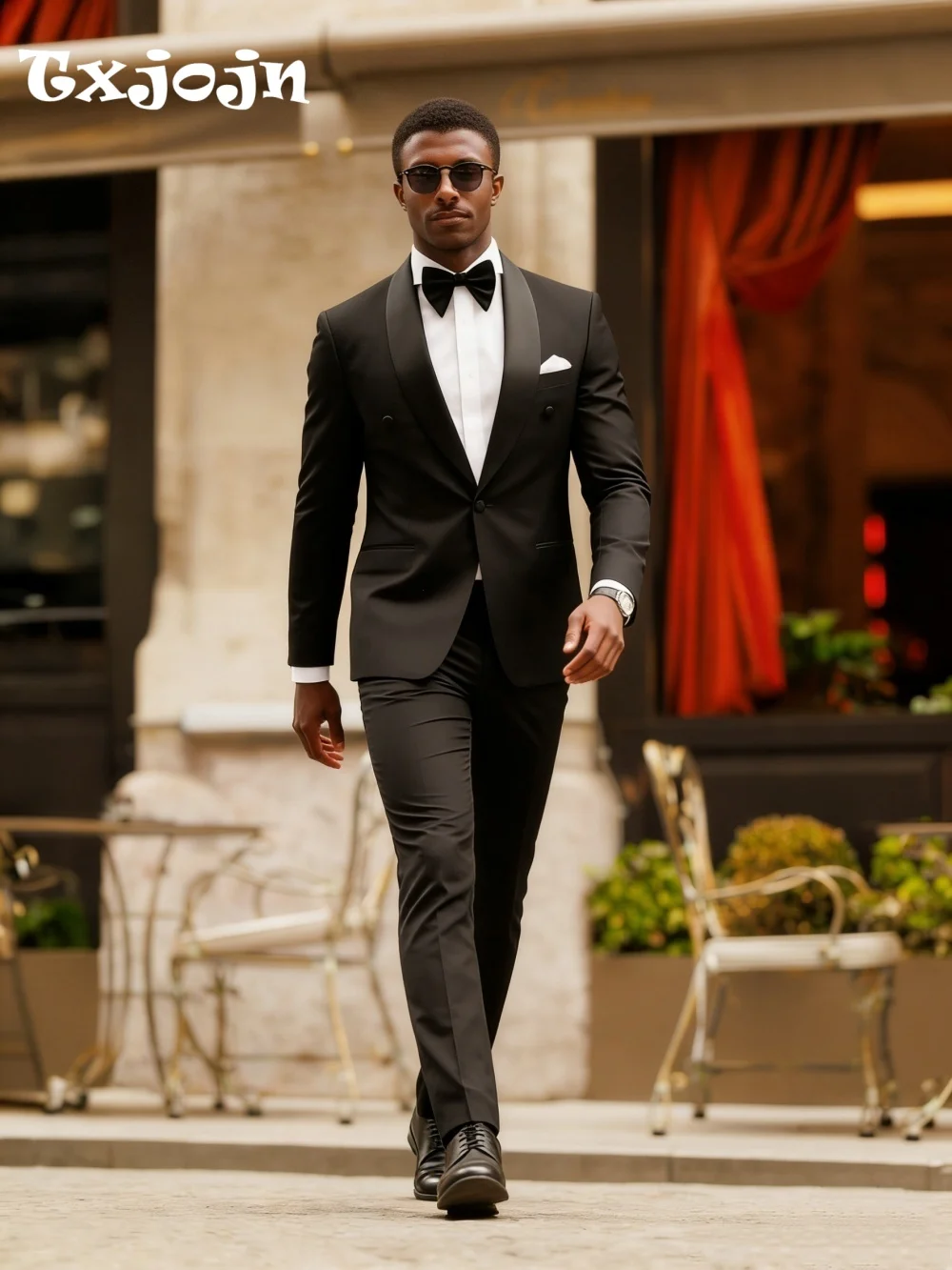 

Classic Black Men's Suit Set For Wedding Suit Elegant Double Breasted Jacket Pants Modern Business Men Groomsmen Formal Occasio