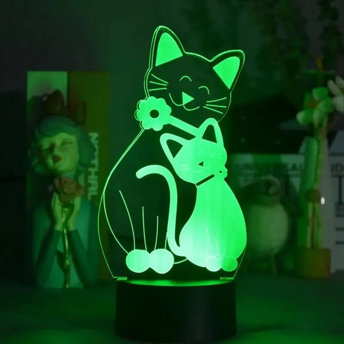 USB cat 3D night light with 7-color touch mode, color changing atmosphere, night light, bedroom decoration, gift table light