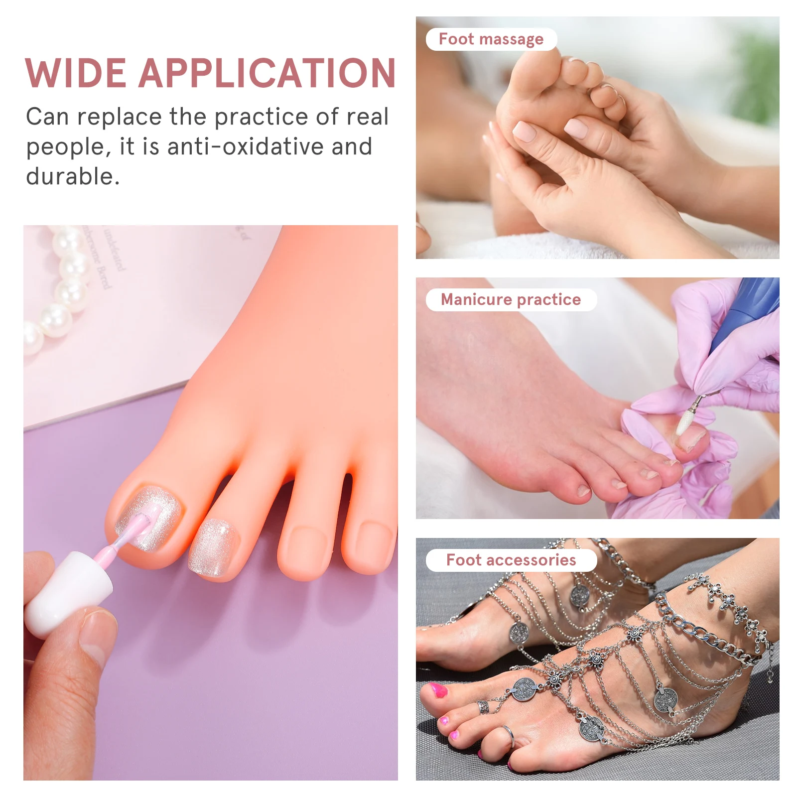 

Silicone Feet Nail Art Foot Model Manicure Practice Tools Lightweight Durable Design Training Aid For Beginners Fake H Mannequin