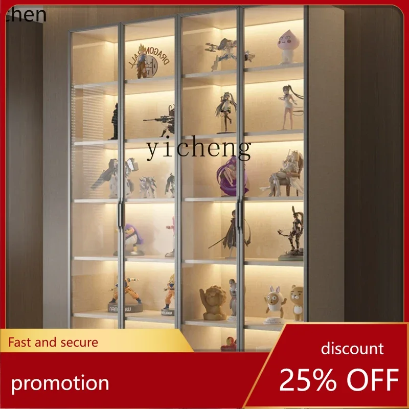 ZMLGlass door next to  TV cabinet Small apartment living room against the wall Tea famous wine bag display cabinet