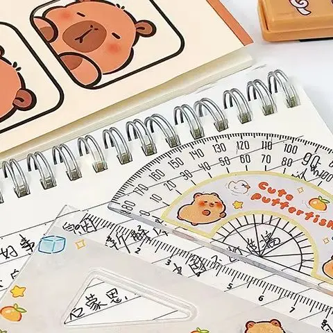 

4Pcs Drawing Tools Acrylic Capybara Rulers Set Cute Soft Ruler Kit Office Supplies Student High Beauty 15cm Straight Ruler