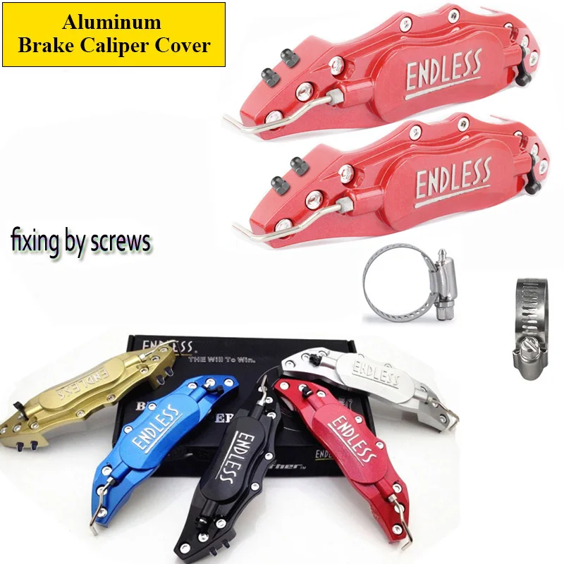 2PCS Universal 3D Aluminum Brake Caliper Cover, Fixing By Screws, Car Styling For BMW Audi Mercedes Benz VW Honda Lexus Toyota view 2