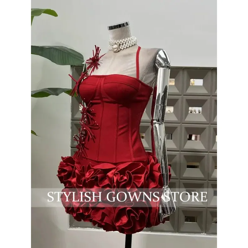 Bandage Tight Two Piece Flower Top Mini Skirt Sets Halter Knitted Nightclub Clothing Luxury Party Dress Women's Fashion Outfit