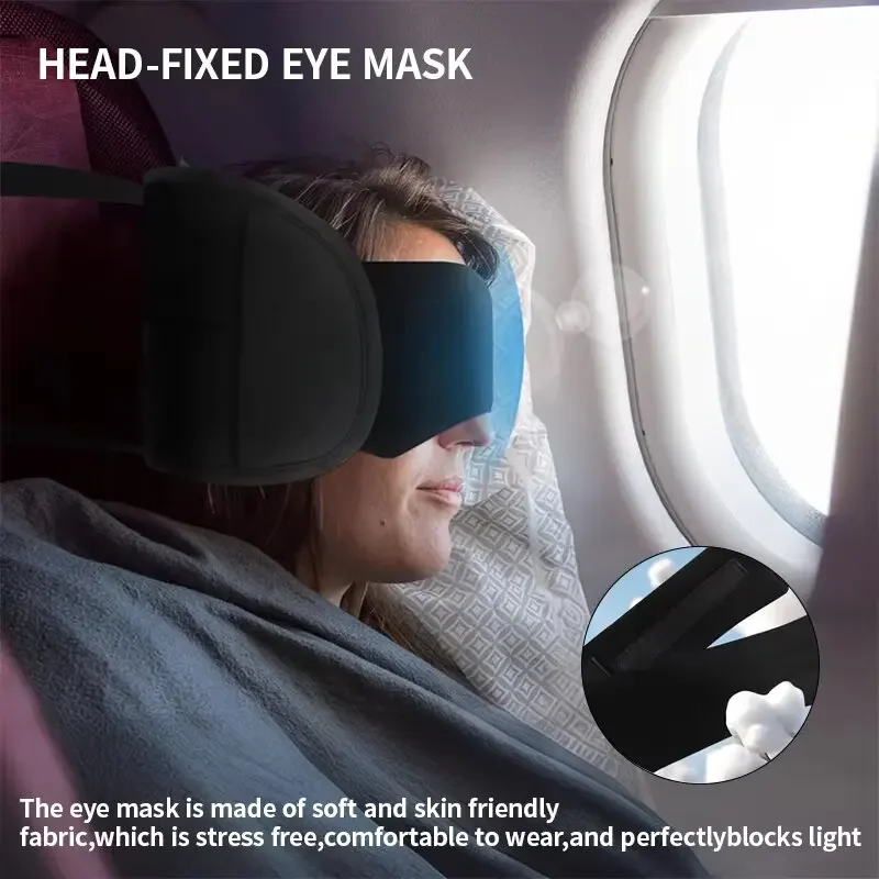 Multifunktionales Reise-Nackenkissen mit Augenmaske, Schlafunterstützung, tragbar und faltbar für Flug- und Autoreisen – Detail 3