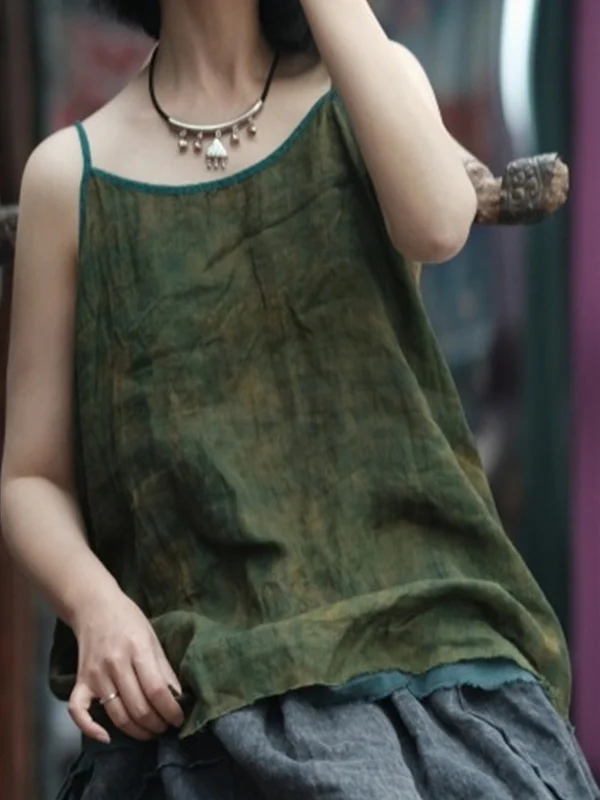 ゆったりとした女性用麻ベスト 夏の新しいスタイル 多用途のインナーとアウターの着用 通勤スタイル レギュラー丈 ポリエステル綿混紡