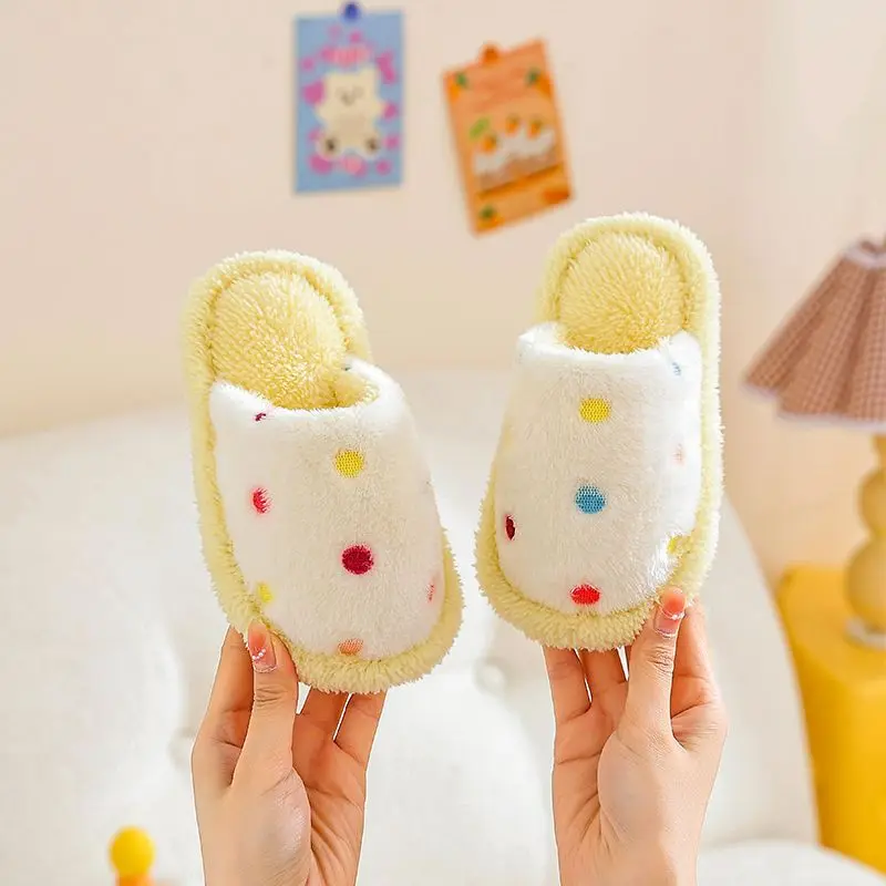 

Premium Kids Winter 2026 Warm Furry Soft Sole Indoor Slippers for Girls Cozy Cotton Footwear for Home Use