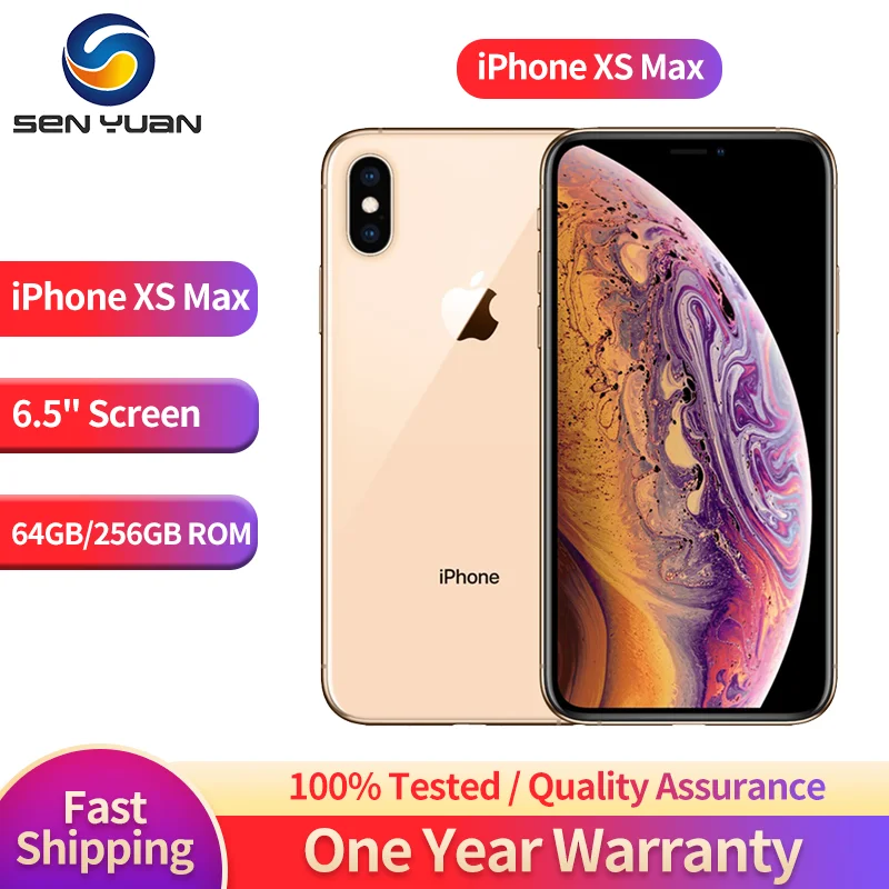 Apple-desbloqueado iPhone XS Max, celular 4G LTE, 5,8 ", 4GB de RAM, 64GB, 256GB ROM, 12MP + 7MP Celular, Hexa-Core Smartphone, original