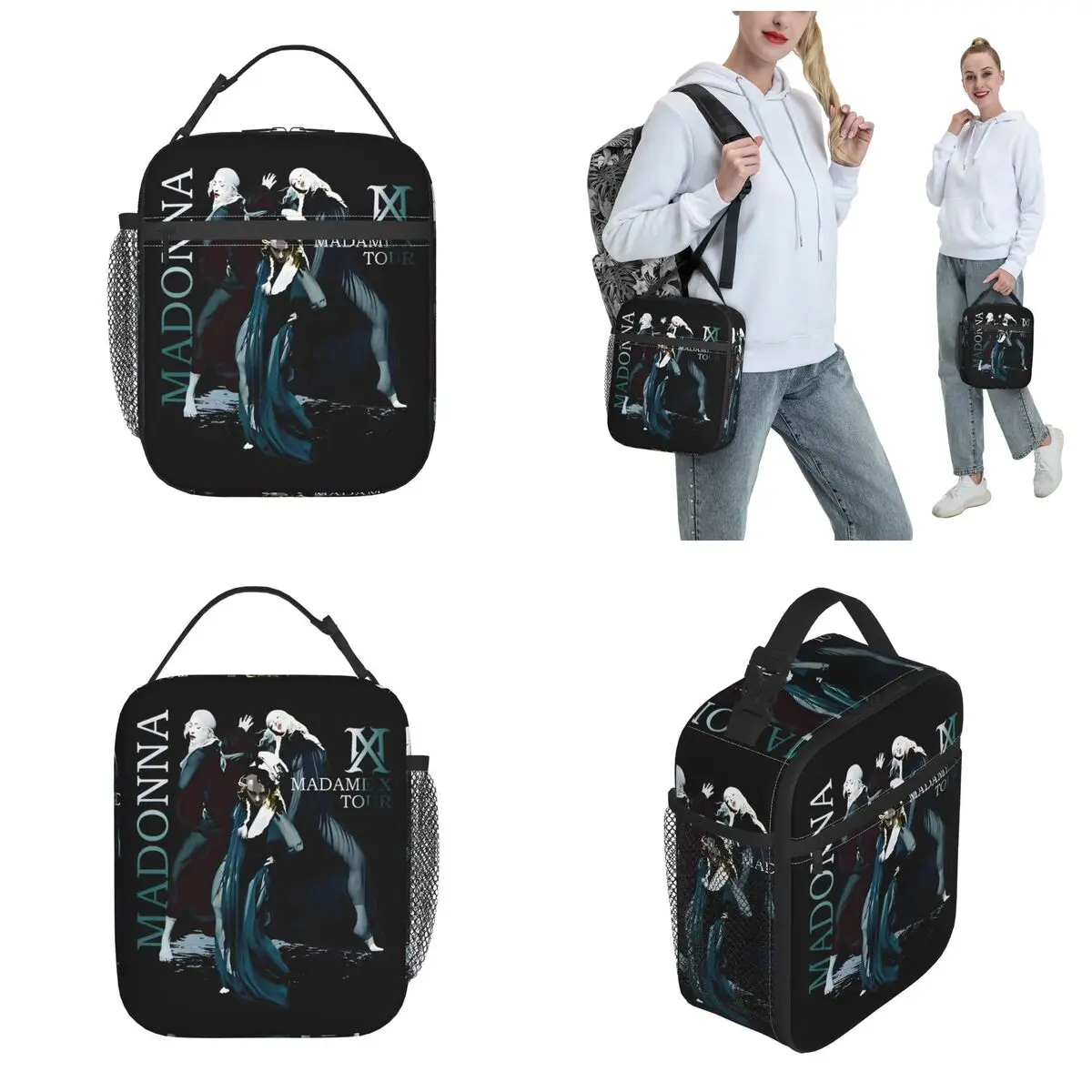 Pop Music Albums Madonna Singer Lunch Bag Isolado, Recipiente de Alimentos, Sacos, Fugas, Refrigerador Térmico, Bento Box for Work