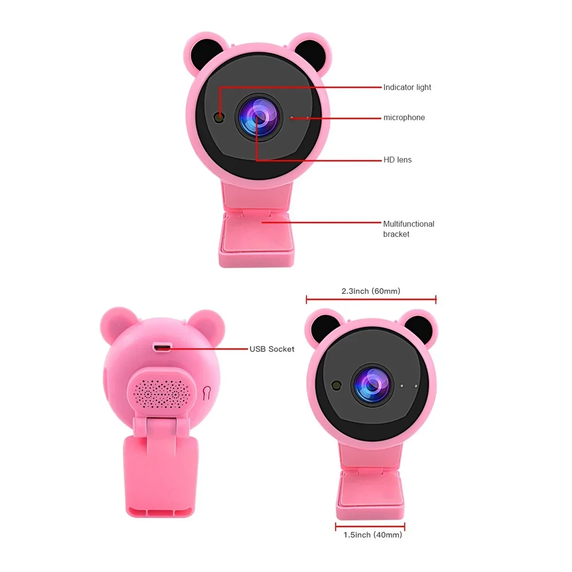 Computer Web Camera con microfono incorporato videocamera Full HD Pink Webcam 1080P HD Camera USB Webcam Focus visione notturna