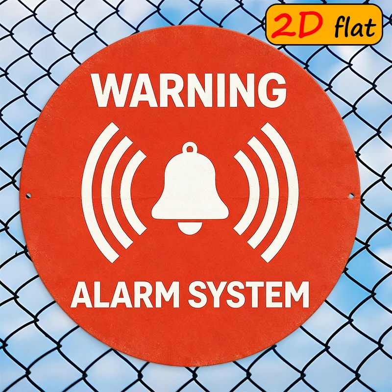 2D Flat, Wood Warning Alarm System Sign with Bell - Wall-Mounted Emergency Alert Panel, Red Suitable for Security, Study Rooms &