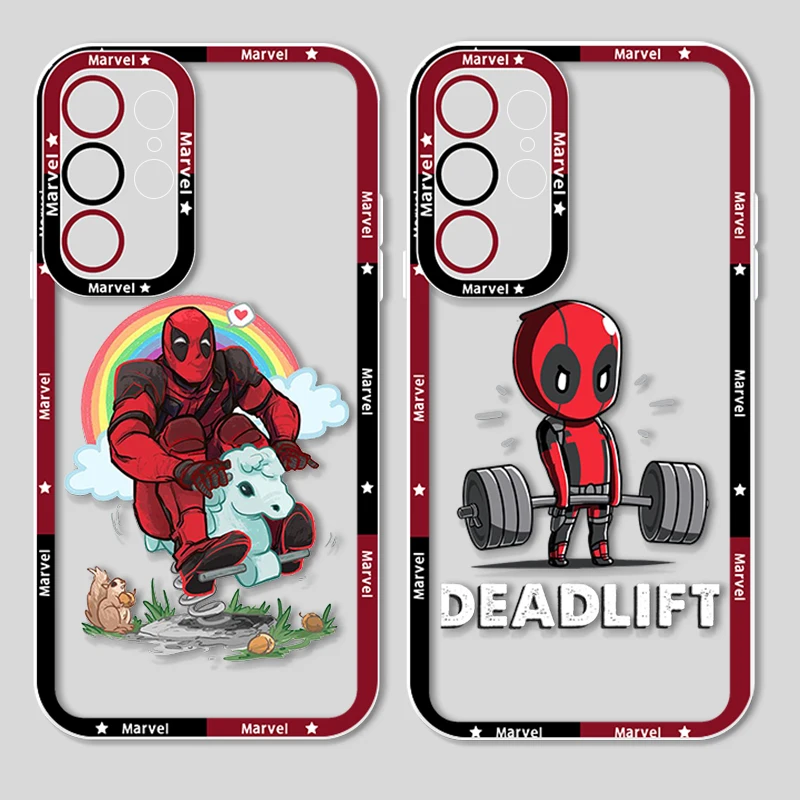 Marvel Deadpool Cartoon Cute For Samsung Galaxy S24 S23 S22 S21 S20 Plus FE Ultra A52 A53 A54 Angel Eyes Transparent Phone Case