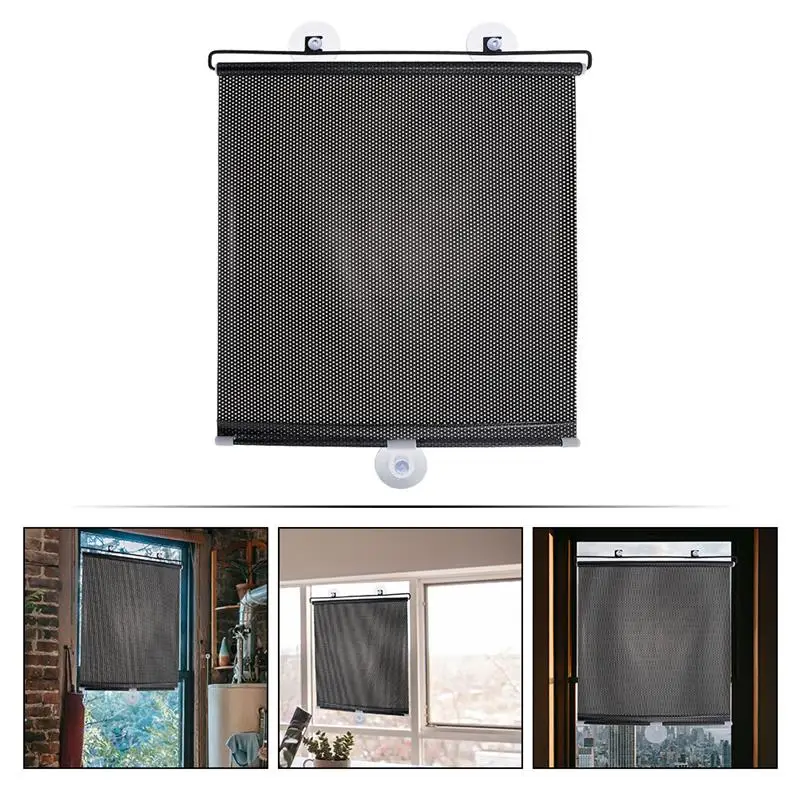 

1 Set Of Window Shade Wear-Resistant Room Nail-Free Sun Protection Punch-Free Shading Balcony Roller Blinds With Suction Cups