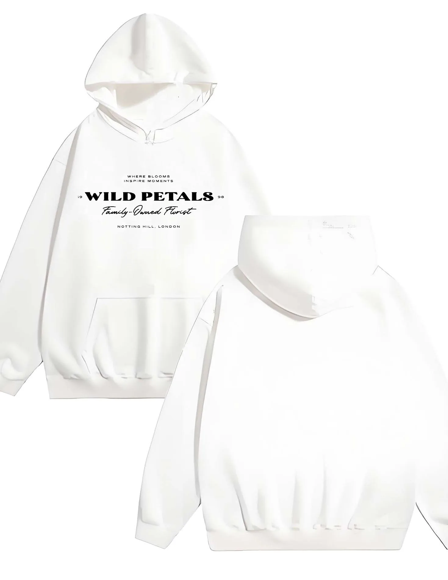 سترة بقلنسوة مطبوعة بتلات الزهرة البرية بأكمام طويلة، قميص رياضي، متجر زهور عائلي، ملابس الشارع، قمة عصرية #2