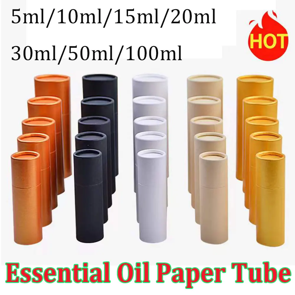 10PCS Kraft Paper Jar Box Paper Gift Packaging Round Cylinder Oil Bottle Package Cardboard Tube for Essential Oil Perfume