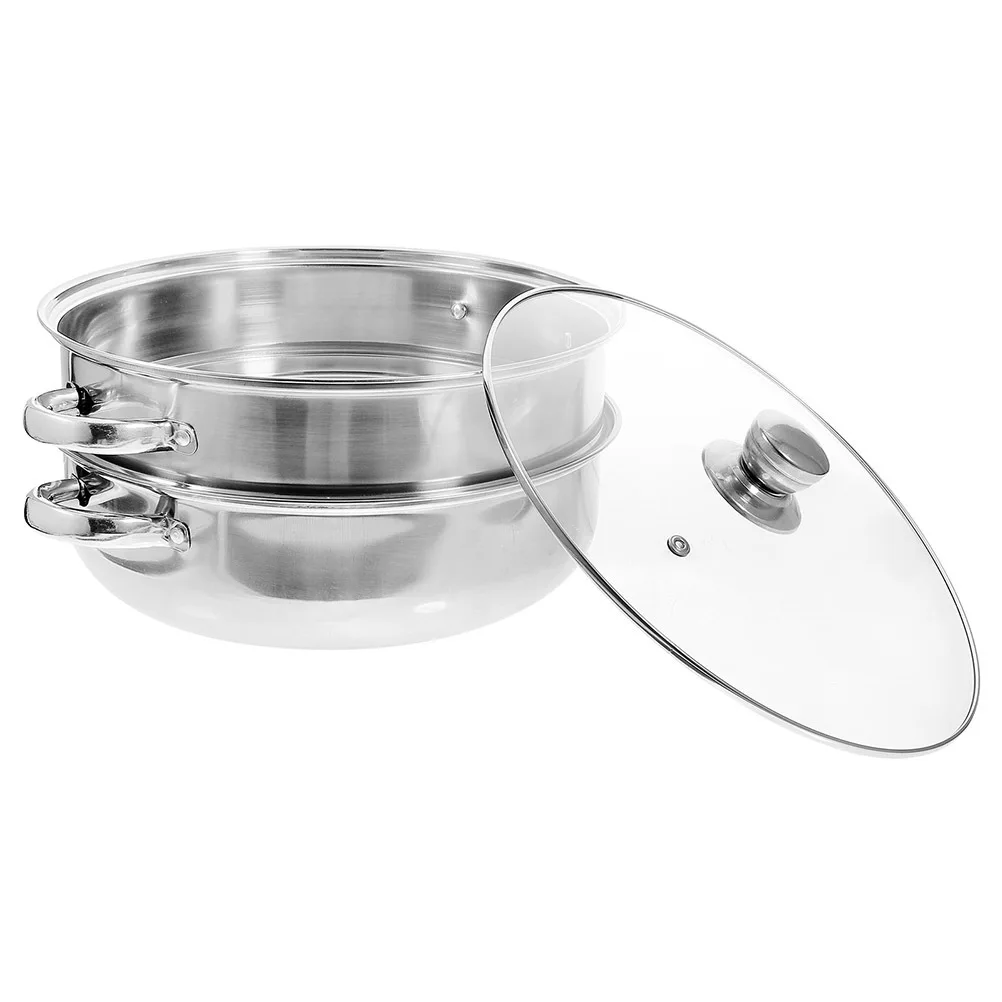 

1Set Reusable Stainless Steel Steamer Pot 30cm Capacity for Family-Sized Portions Food Steamer Cooking Steaming Pot