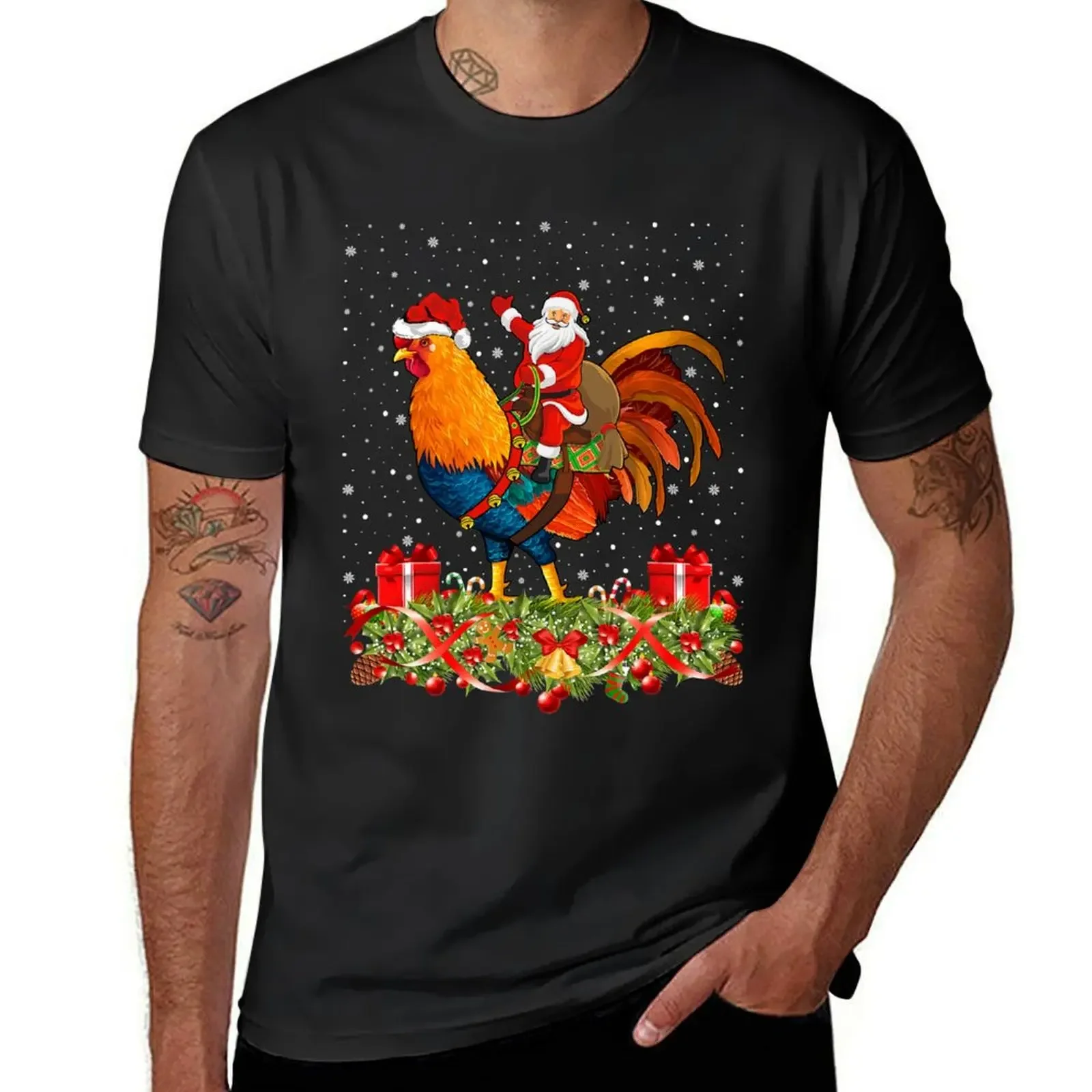 

Rooster Lover Xmas Santa Riding Rooster Christmas T-Shirt funny meme t-shirts plus sizes cute clothes mens t shirts top quality