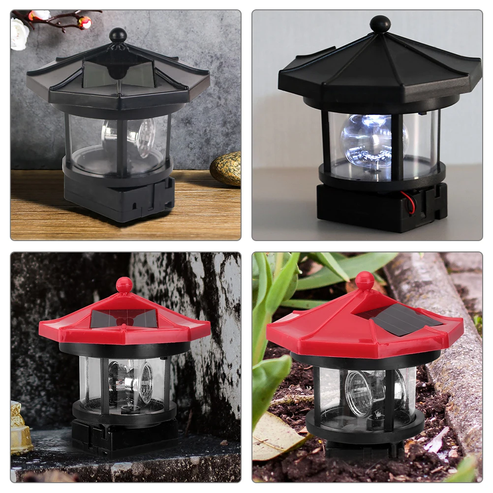 

2pcs Tower Resin Lighthouse Lamp LED Powered Rotating Outdoor Garden Decor Solar Lighthouse Lamp Tower Solar Light Garden Light