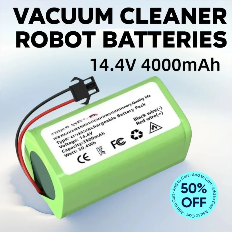 

14.4V 4000mAh Li-ion Battery for Conga 990 1090 Tesvor X500 N79 N79S DN622 Eufy RoboVac 11 11S 30 Vacuum Cleaner Robot Batteries