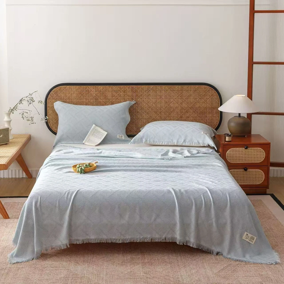 2026 Lyocell Linen Blanket With Tassels A-Class Cooling Towel Throw Summer Quilt Jacquard Bed Sheet Twin Queen Size Bedding