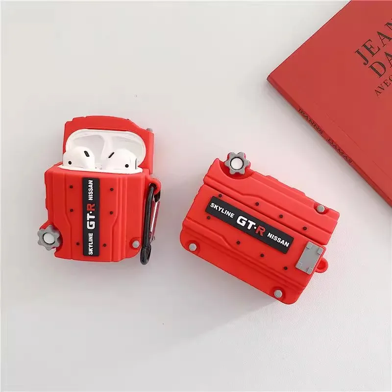 Cute Little Car Engine Silicone Drop-proof Wireless Bluetooth Headset Case for Airpods1/2/3/4/pro Fashion Earphone Accessories