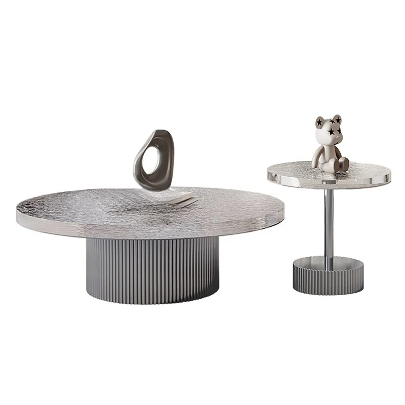 

Легкий роскошный круглый диван для гостиной, маленькая квартира, простой хрустальный угловой столик из нержавеющей стали, комбинация журнального столика