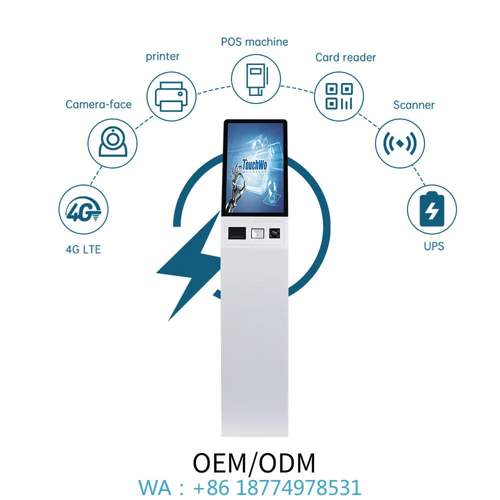 

Check Kiosk with Passport Scanner Printer Payment TouchWo Self-service Reception Kiosks Hospital Registration Library Self