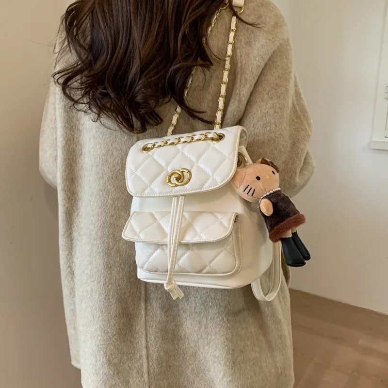 ‌ Sac à dos matelassé à sangle en chaîne, sac seau chic pour femmes, sac à dos décontracté à la mode pour les voyages et le travail, 2025