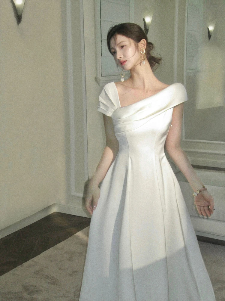 

Классическая черно-белая юбка А-силуэта с асимметричным дизайном плеча, высокой талией, длинная, элегантная, для офиса, женская