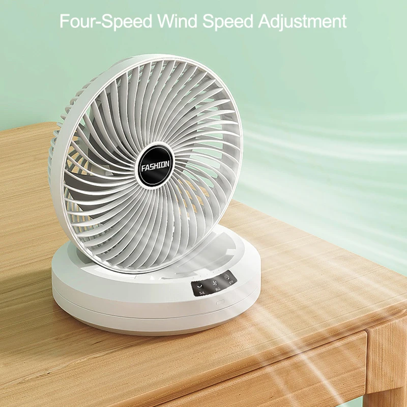 New Desktop Fan Folding Shaking Head Electric Fan Rechargeable Portable Fan Mini Low Noise Strong Wind 3 Speed Table Wall Fan