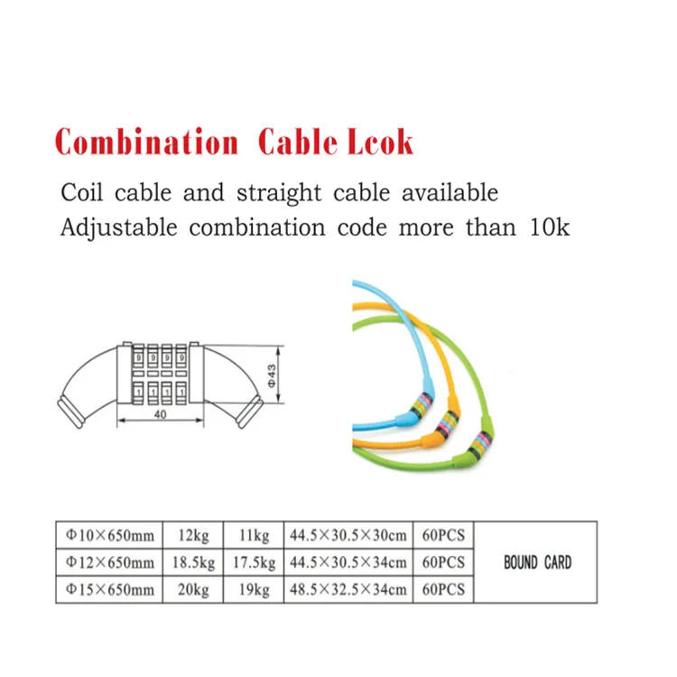 High Quality 4 Combination Password Security Digits Bike Cable Lock Bicycle